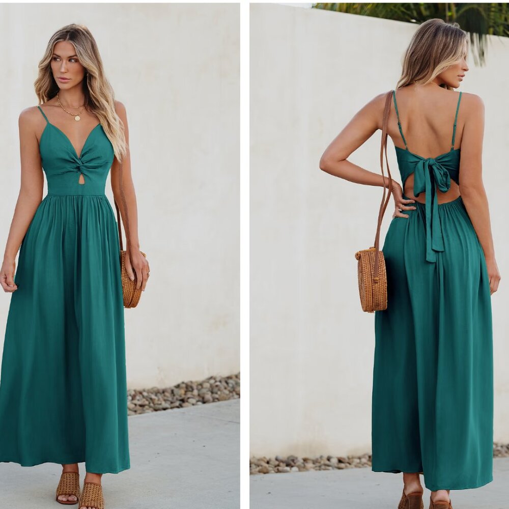 Aqua Front Twist & Keyhole Maxi Dress